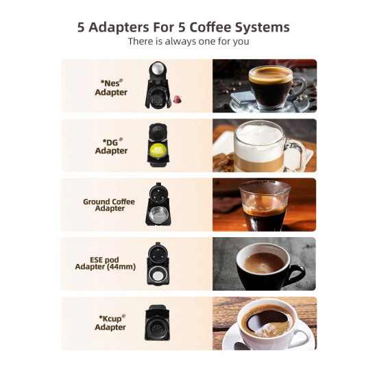HiBREW Multiple Capsule Coffee Machine, Hot/Cold Dolce Gusto Milk Nespresso Capsule ESE Pod Ground Coffee Cafeteria 20Bar 5 in 1